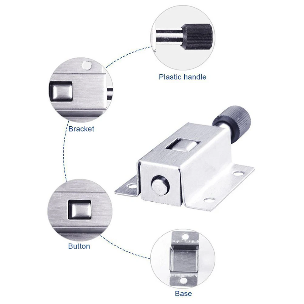 Screws Self-elastic Latch Door Buckle Safety Door Locks Latch Spring Bolt Stainless Steel Anti-locking Home Hardware
Screws Self-elastic Latch Door Buckle Safety Door Locks Latch Spring Bolt Stainless Steel Anti-locking Home Hardware