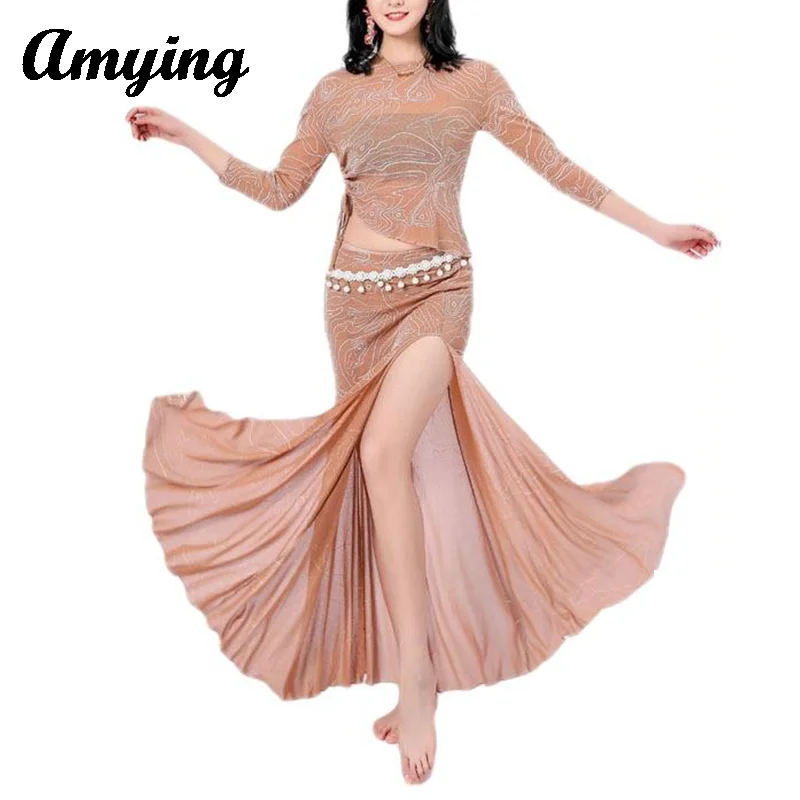 Новинка 2024, женский костюм для танца живота, сетчатый топ и длинная юбка с разрезом, женский тренировочный костюм для взрослых
Новинка 2024, женский костюм для танца живота, сетчатый топ и длинная юбка с разрезом, женский тренировочный костюм для взрослых