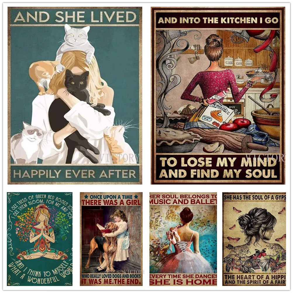 Retro Poster Yoga Girl and She Lived Art Vintage Green Print Picture Cats Decorative Canvas Painting for Room Home Decoration
Retro Poster Yoga Girl and She Lived Art Vintage Green Print Picture Cats Decorative Canvas Painting for Room Home Decoration