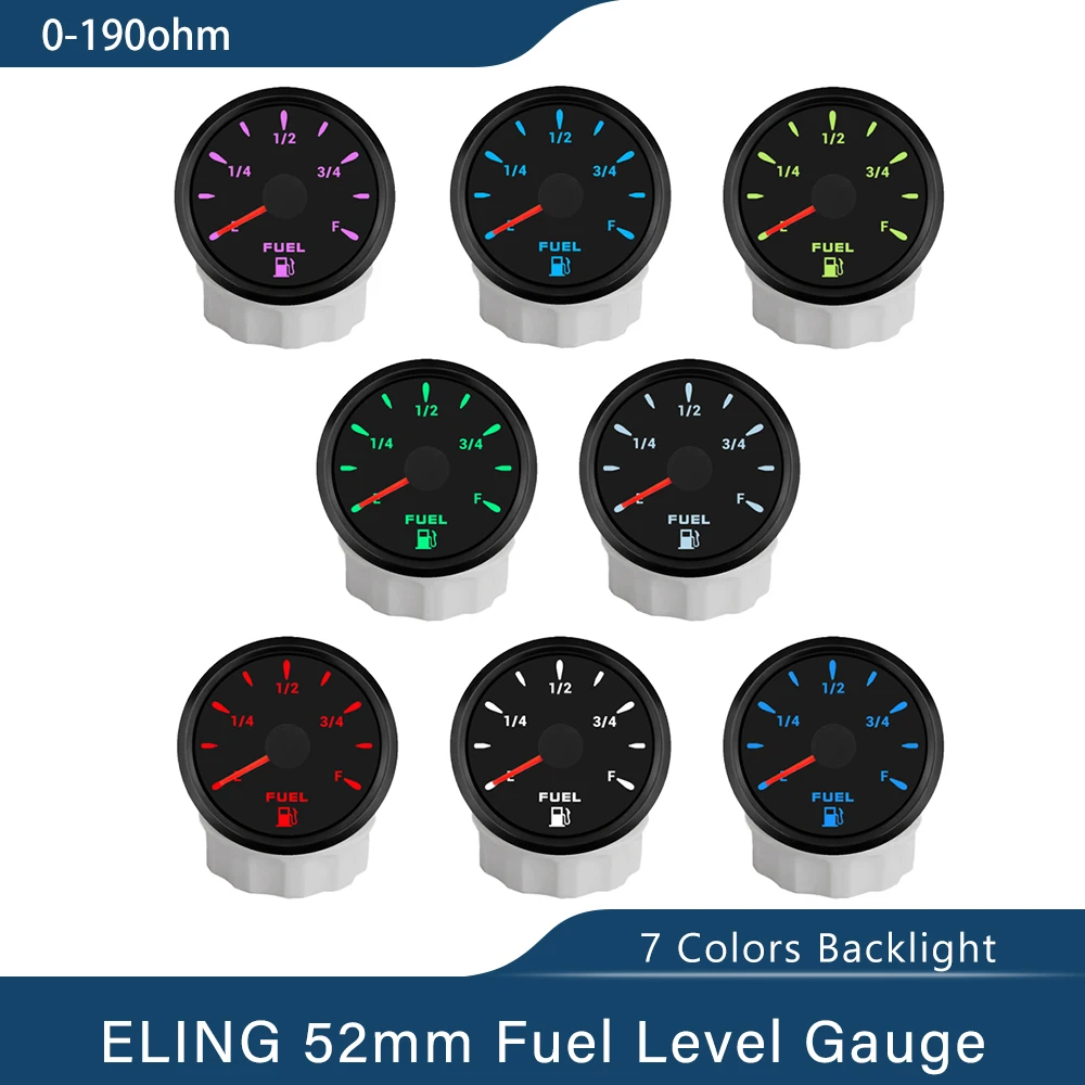 Waterproof 52mm Fuel Level Gauge Meter 0-190ohm 240-33ohm Signal with 7 Colors Backlight for Car Truck Boat Universal 12V 24V
Waterproof 52mm Fuel Level Gauge Meter 0-190ohm 240-33ohm Signal with 7 Colors Backlight for Car Truck Boat Universal 12V 24V