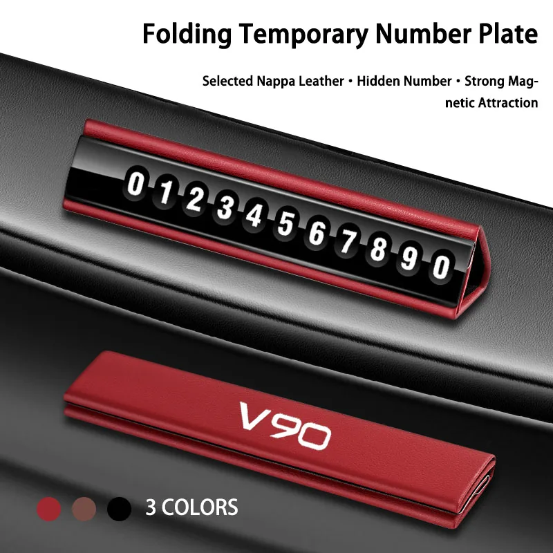 New Leather Mobile Phone Temporary Parking Number Plate For Volvo V90 S90 XC40 V40 S60 XC60 XC90 V60 Accessories 2023 2024 Logo
New Leather Mobile Phone Temporary Parking Number Plate For Volvo V90 S90 XC40 V40 S60 XC60 XC90 V60 Accessories 2023 2024 Logo