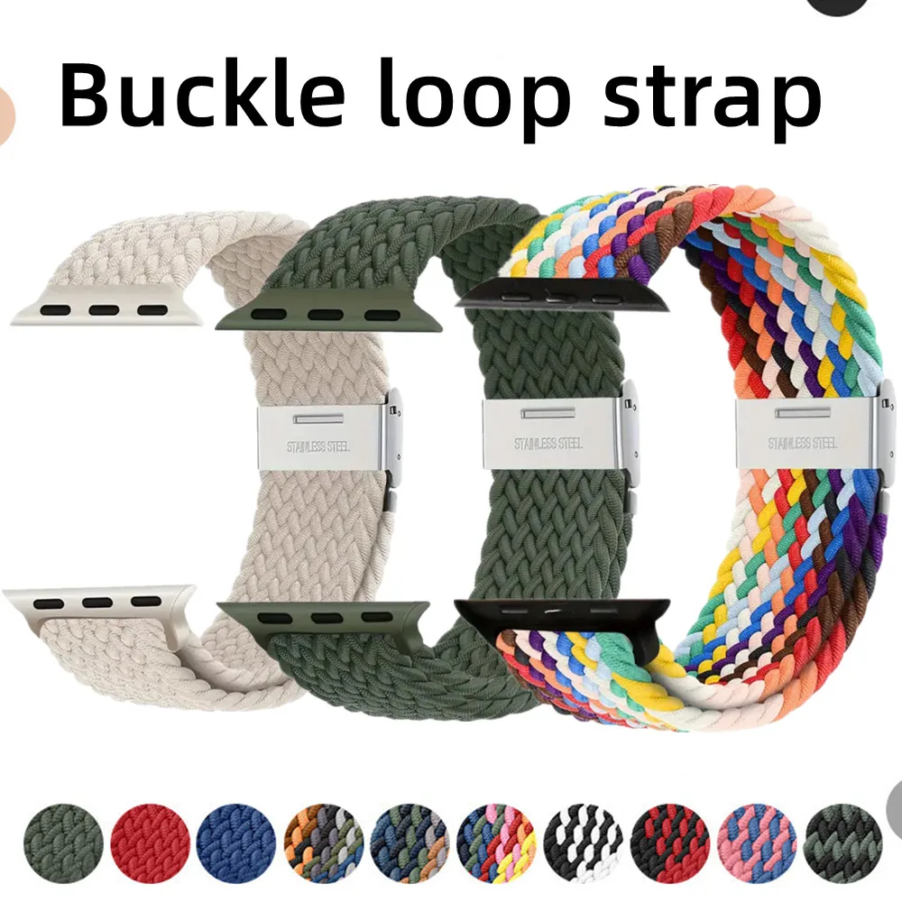

Braided Solo Loop For Apple watch band Ultra 44mm 40mm 49mm 45mm 41mm 38mm Elastic Nylon bracelet iWatch series 9 8 7 se 6 strap