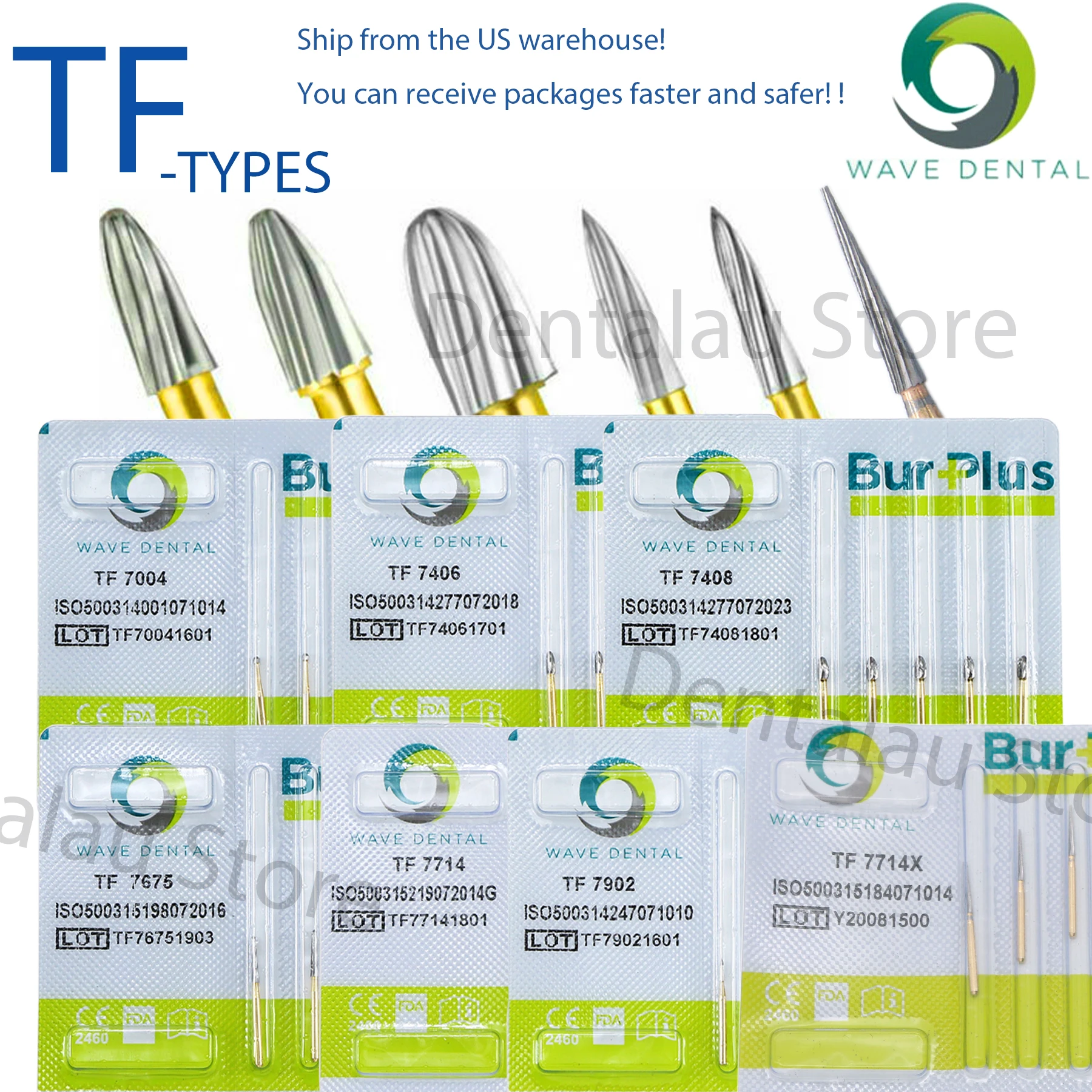 WAVE Dental Tungsten Carbide Burs TF series 12 Bladed Gold plated Finishing Trimming Finishing Burs TF7714/7902/7408/7406/7675
WAVE Dental Tungsten Carbide Burs TF series 12 Bladed Gold plated Finishing Trimming Finishing Burs TF7714/7902/7408/7406/7675