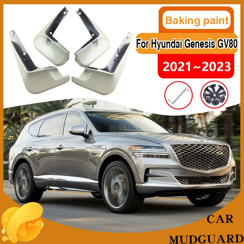 

Car MudFlaps Fender for Hyundai Genesis GV80 2021~2023 Mudguards Splash Guards Spray Baking Paint Mud Flaps Stickers Accessories