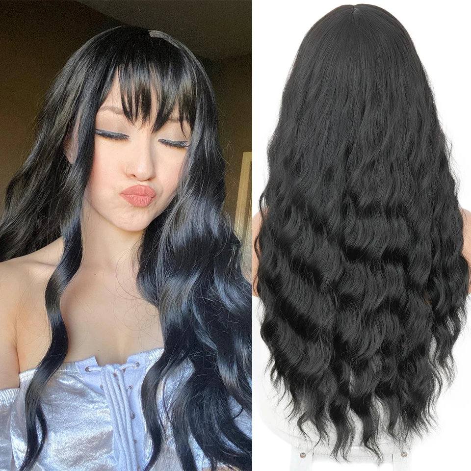 Lolita Synthetic Wave Wig With Bangs Black Grey Natural Heat Resistant Hair Everyday Wear Wig Women 24" Length
Lolita Synthetic Wave Wig With Bangs Black Grey Natural Heat Resistant Hair Everyday Wear Wig Women 24" Length
