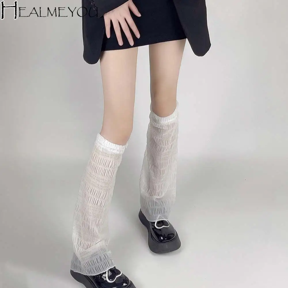 

Летние Теплые носки в форме рога для девочек, кружевное Полосатое покрытие для ног в стиле "Лолита", женские носки с ворсом, сетчатые длинные носки, широкие гетры