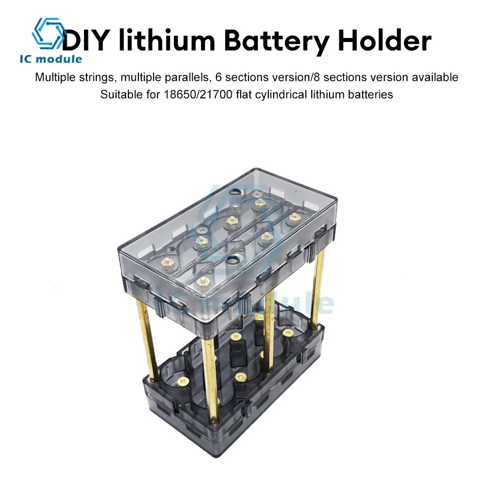 DIY Energy Storage Kit 18650 21700 Battery Holder Case Box Bracket Slot PC Plastic Material Support 6P 8P Splicable No Soldering
DIY Energy Storage Kit 18650 21700 Battery Holder Case Box Bracket Slot PC Plastic Material Support 6P 8P Splicable No Soldering
