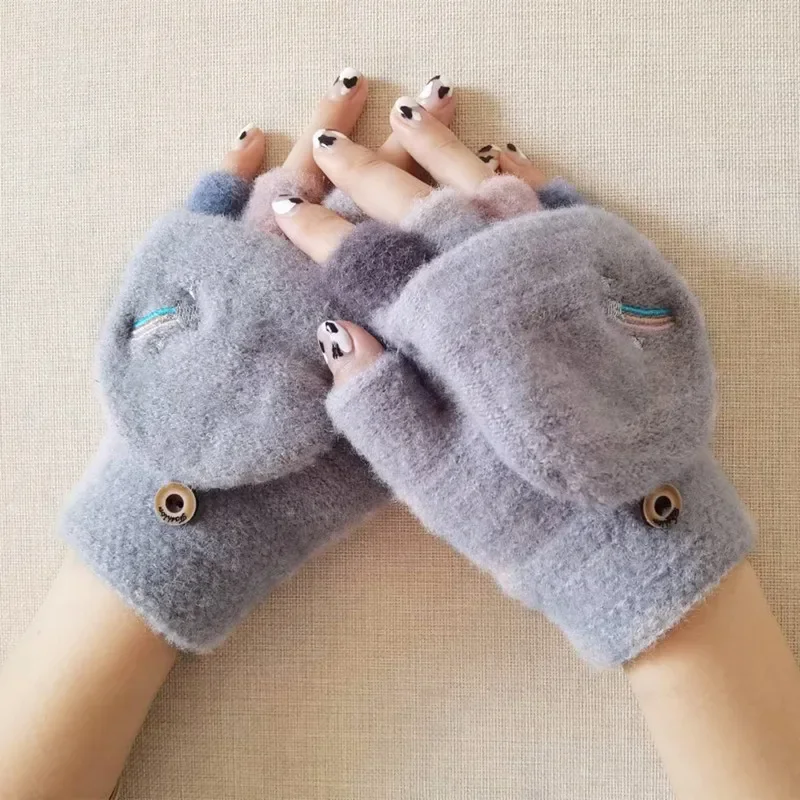 Autumn Winter Cute Warm Gloves Flip Cover Fingerless Mittens Soft Girl Cartoon Half-finger Knitted Velvet Students Gloves New
Autumn Winter Cute Warm Gloves Flip Cover Fingerless Mittens Soft Girl Cartoon Half-finger Knitted Velvet Students Gloves New