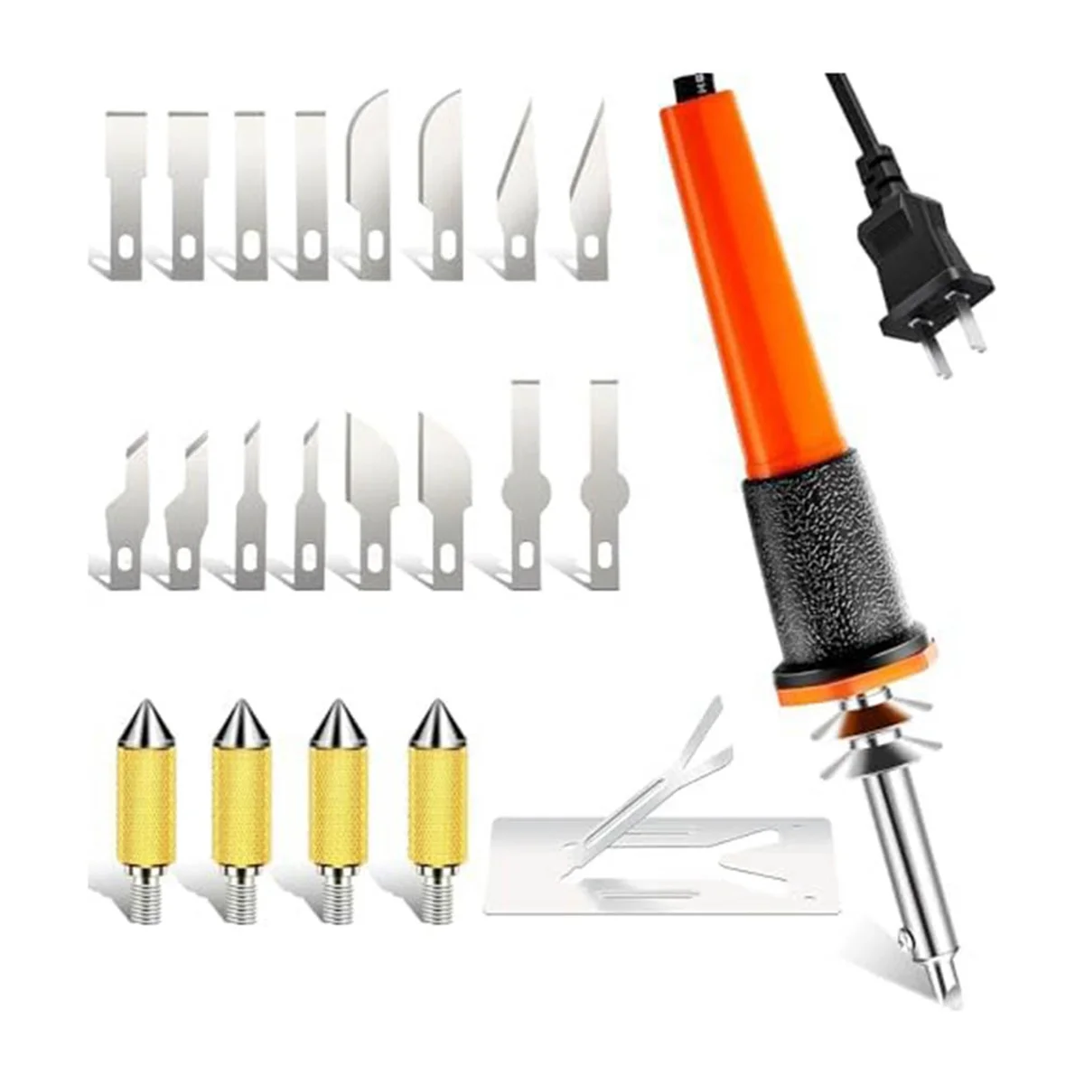 22-Piece Electric Hot Knife Cutter Tool Kit with Heat Cutter Stencil Cutter, for Soft Thin Plastic Cloth Stencil US Plug
22-Piece Electric Hot Knife Cutter Tool Kit with Heat Cutter Stencil Cutter, for Soft Thin Plastic Cloth Stencil US Plug