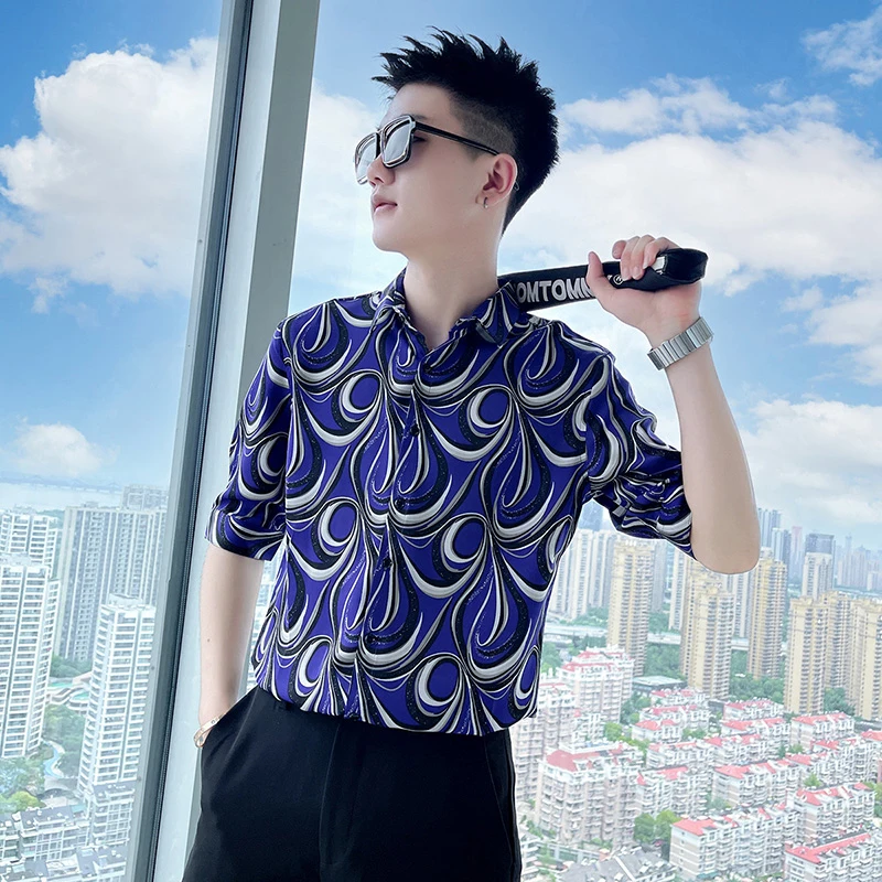Summer Print Shirt Classic Stylish Short Sleeve All-match Square Collar Men Cardigan Outdoor Casual Shirts Homme 2023 E79
Summer Print Shirt Classic Stylish Short Sleeve All-match Square Collar Men Cardigan Outdoor Casual Shirts Homme 2023 E79