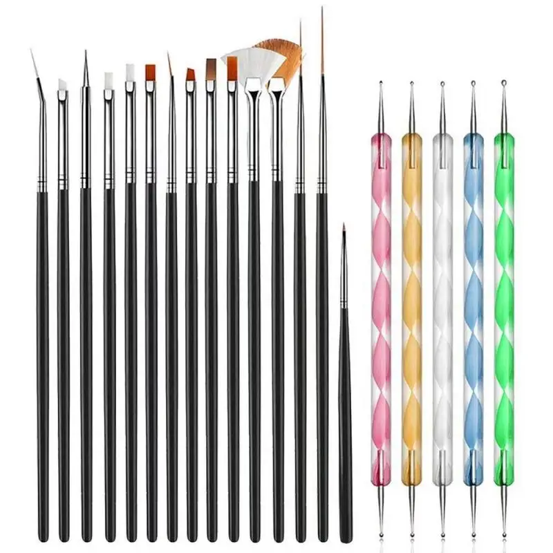 

Nail Art Brush Pen Set Acrylic UV Gel Polish Dotting Painting Drawing Design for Manicure Professional Nails Brushes Kit Tools