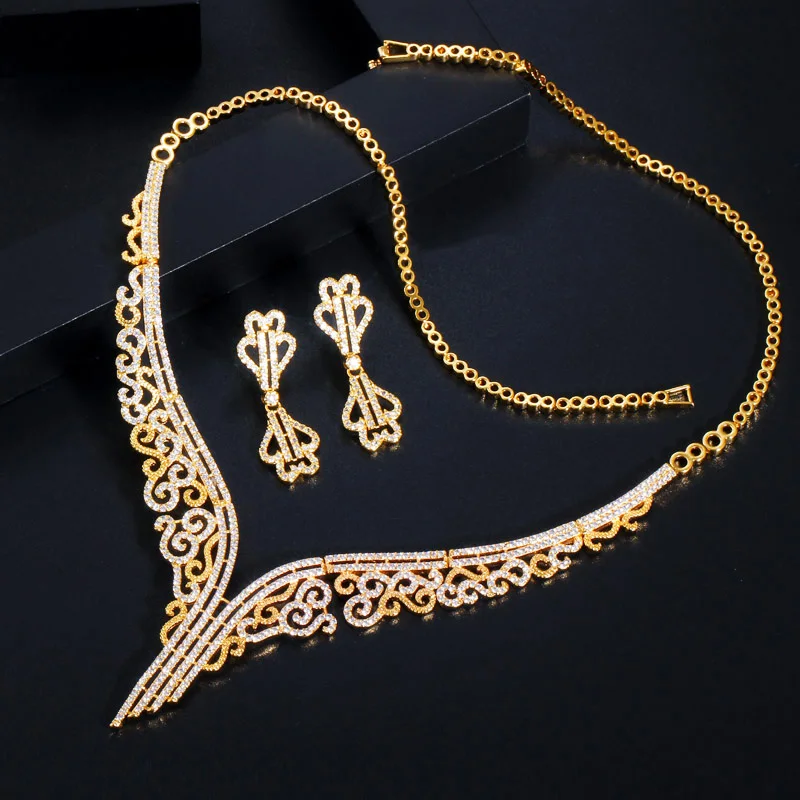 ThreeGraces Trendy Cubic Zirconia Stone African Dubai Gold Color Earrings and Necklace Set for Women Party Dress Jewelry TZ950
ThreeGraces Trendy Cubic Zirconia Stone African Dubai Gold Color Earrings and Necklace Set for Women Party Dress Jewelry TZ950