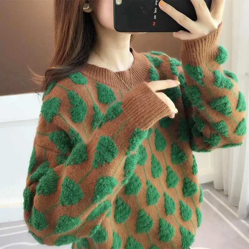 Fall Winter Long Sleeve Tree Printed Sweater Korean Style Knitwear Ladies Loose Pullover Jumper Comfortable Soft Knitted Coat
Fall Winter Long Sleeve Tree Printed Sweater Korean Style Knitwear Ladies Loose Pullover Jumper Comfortable Soft Knitted Coat