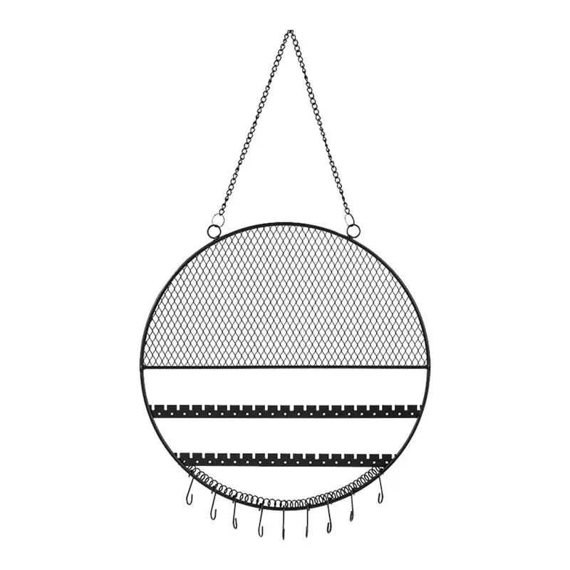 Round Earring Holder Durable Wrought Iron Necklace Organizer With Wall Mounted Hollow Grid Black Earring Display For Home
Round Earring Holder Durable Wrought Iron Necklace Organizer With Wall Mounted Hollow Grid Black Earring Display For Home