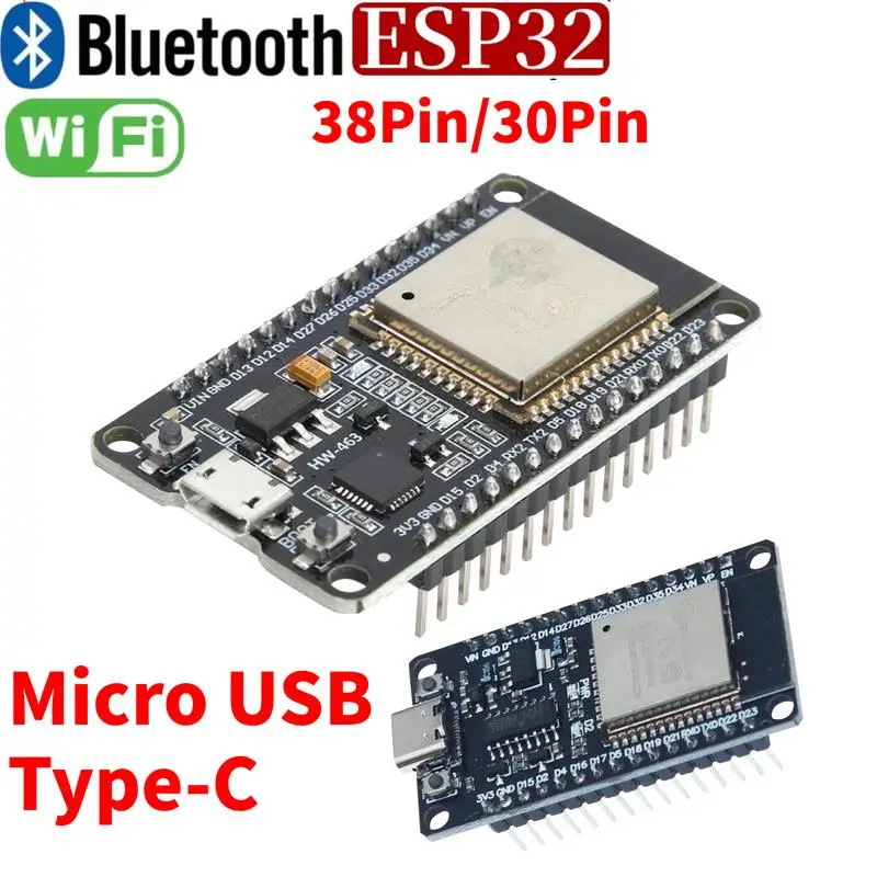 Макетная плата Esp32 38pin/30pin Esp32 Cp2102, беспроводной двухъядерный модуль с Wi-Fi, Bluetoot h Esp32, Тип C, сверхнизкая мощность
Макетная плата Esp32 38pin/30pin Esp32 Cp2102, беспроводной двухъядерный модуль с Wi-Fi, Bluetoot h Esp32, Тип C, сверхнизкая мощность