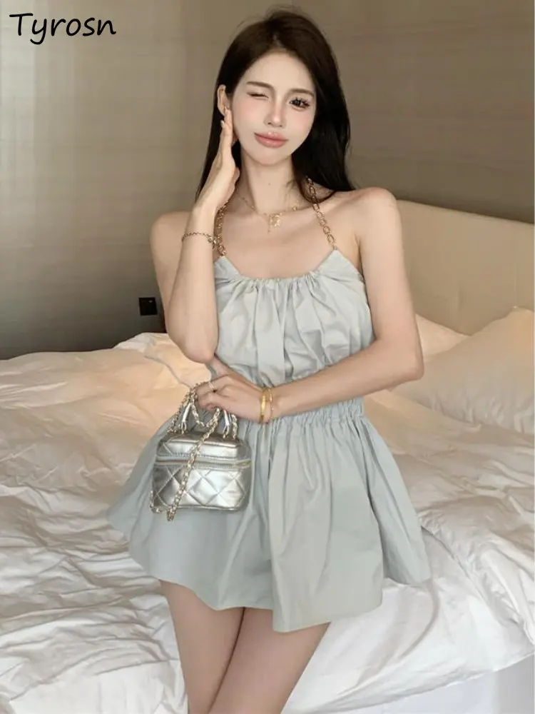 Dresses Women Backless Sexy Fashion All-match Leisure Empire Design Folds Cozy Halter Daily Sleeveless Summer Korean Style Mini
Dresses Women Backless Sexy Fashion All-match Leisure Empire Design Folds Cozy Halter Daily Sleeveless Summer Korean Style Mini
