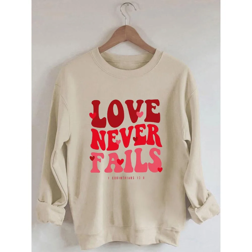 Rheaclots Women's Love Never Fails Printed Cotton Female Cute Long Sleeves Sweatshirt
Rheaclots Women's Love Never Fails Printed Cotton Female Cute Long Sleeves Sweatshirt