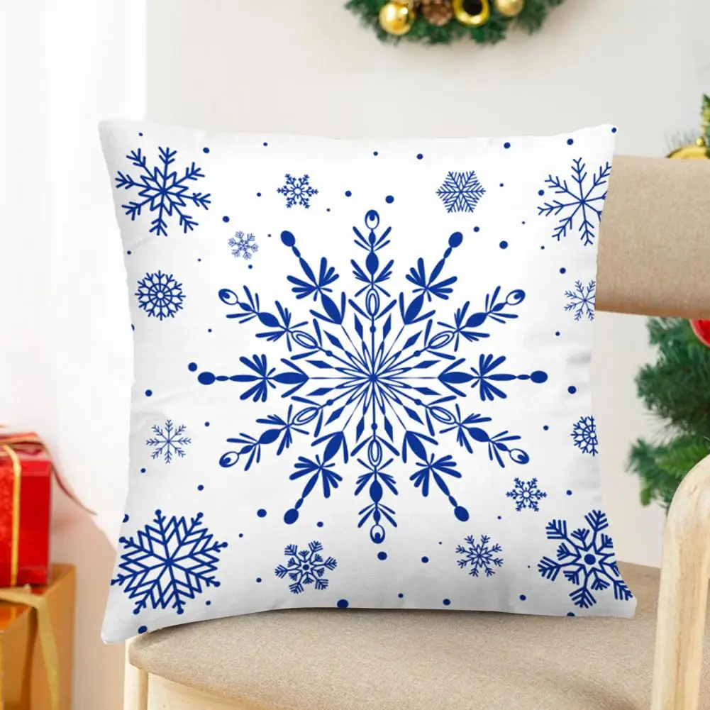 

Elk Pillowcase Vibrant Christmas Pillowcase with Hidden Zipper Snowflake Elk Print Square Throw Cushion Cover for Sofa Festive