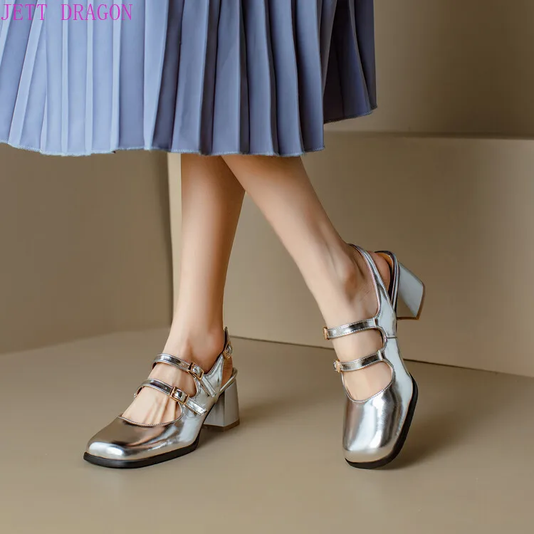 

Pumps Spring and Autumn New Style Fashion Narrow Band British Style Casual Square Toe Square Heel Women's Shoes Plus Size 45