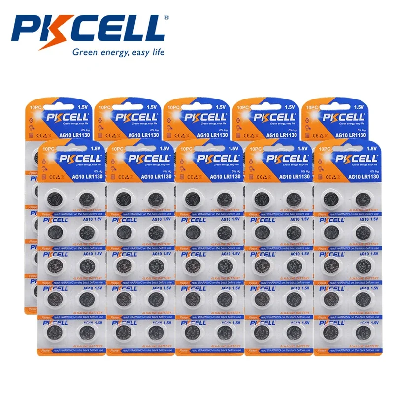 100Pcs/10card PKCELL Battery Cell 1.5V AG10 Alkaline Button Battery 389 LR54 SR54 SR1130W LR1130 Button Batteries Thermometer
100Pcs/10card PKCELL Battery Cell 1.5V AG10 Alkaline Button Battery 389 LR54 SR54 SR1130W LR1130 Button Batteries Thermometer