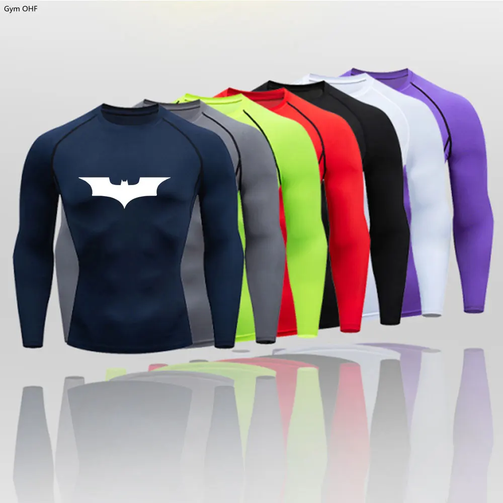 

Bat/-Man Compression Shirts Tights Elastic Breathable Men's T Shirt Training Fitness Gym Jogging Running Sweatshirt Rashguard