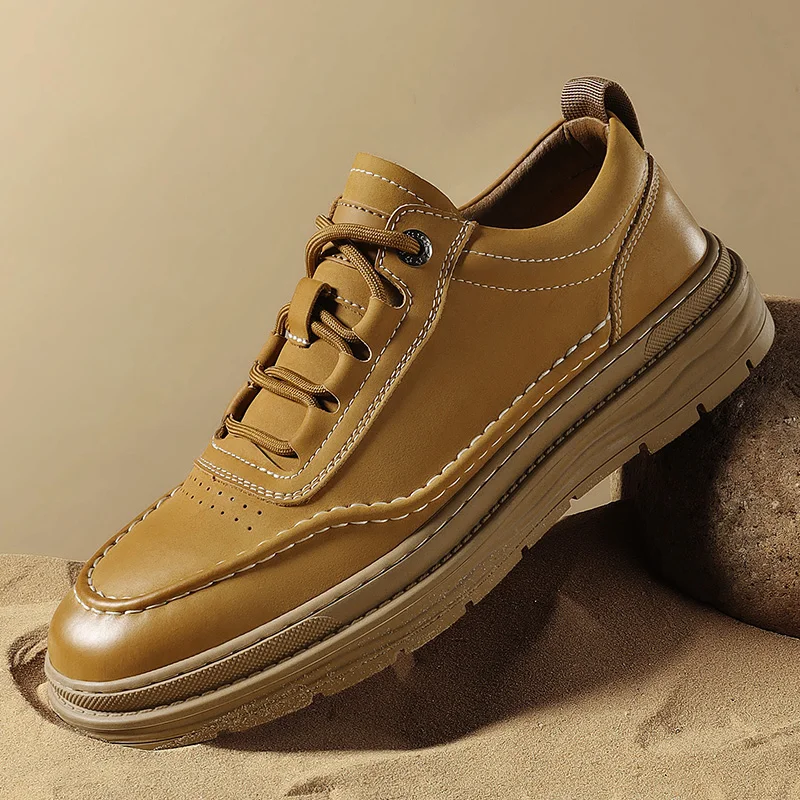 

2024 New Handcrafted Mens Oxford Shoes Leather Brogue Dress Shoes Classic Outdoor Lace Up Yellow Brown Elevated Casual Sneakers