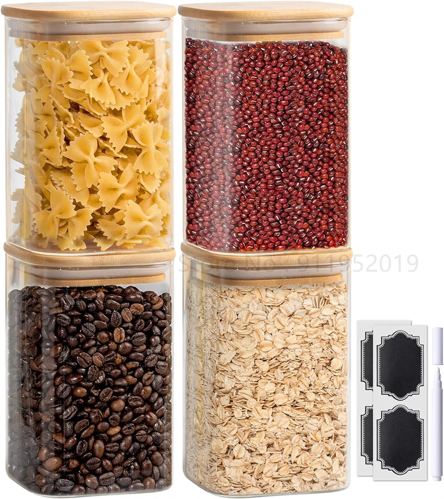 MIXED Glass Jars Set, Square Pantry Jars with Bamboo Lids, Black Labels and White Pen, Food Storage Containers for Home, Kitchen
MIXED Glass Jars Set, Square Pantry Jars with Bamboo Lids, Black Labels and White Pen, Food Storage Containers for Home, Kitchen