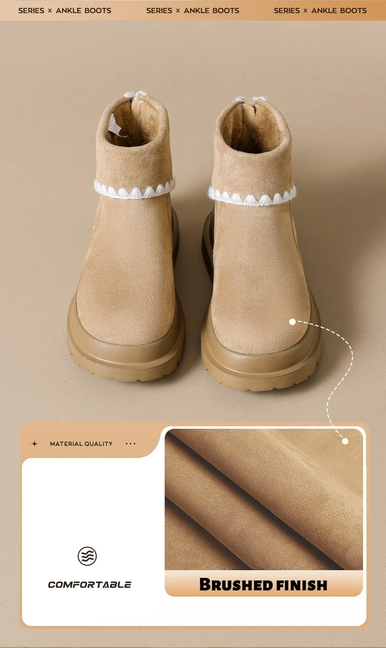 أحذية نسائية للثلج بنعل سميك، أحذية شتوية دافئة مبطنة بالفرو الناعم والمتين أحذية نسائية للثلج بنعل سميك، أحذية شتوية دافئة مبطنة بالفرو الناعم والمتين