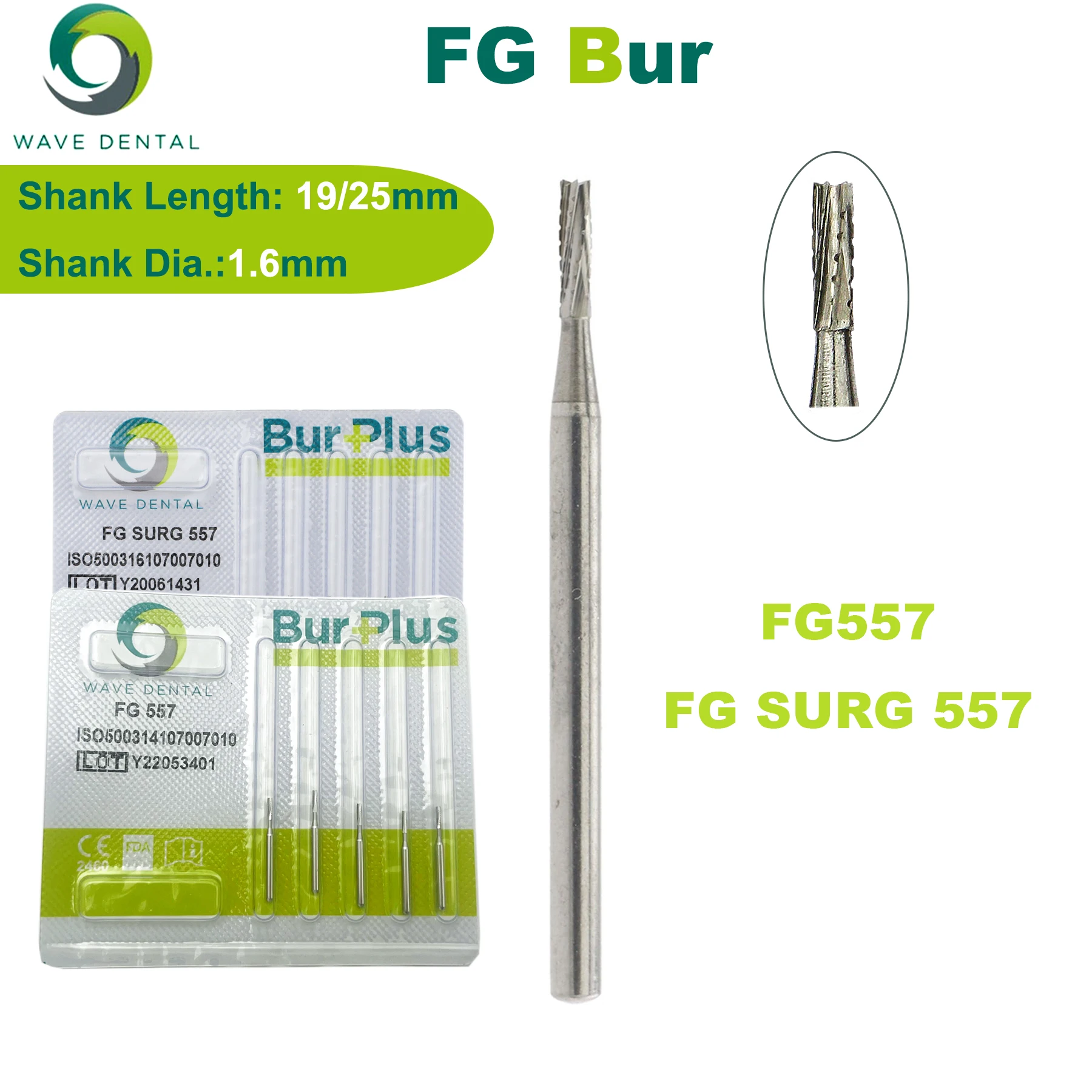 

WAVE Dental Bur Tungsten Carbide Burs Cone Straight Fissure Head Strawberries Dia.1.6mm Dentistry Drill For High Speed Handpiece