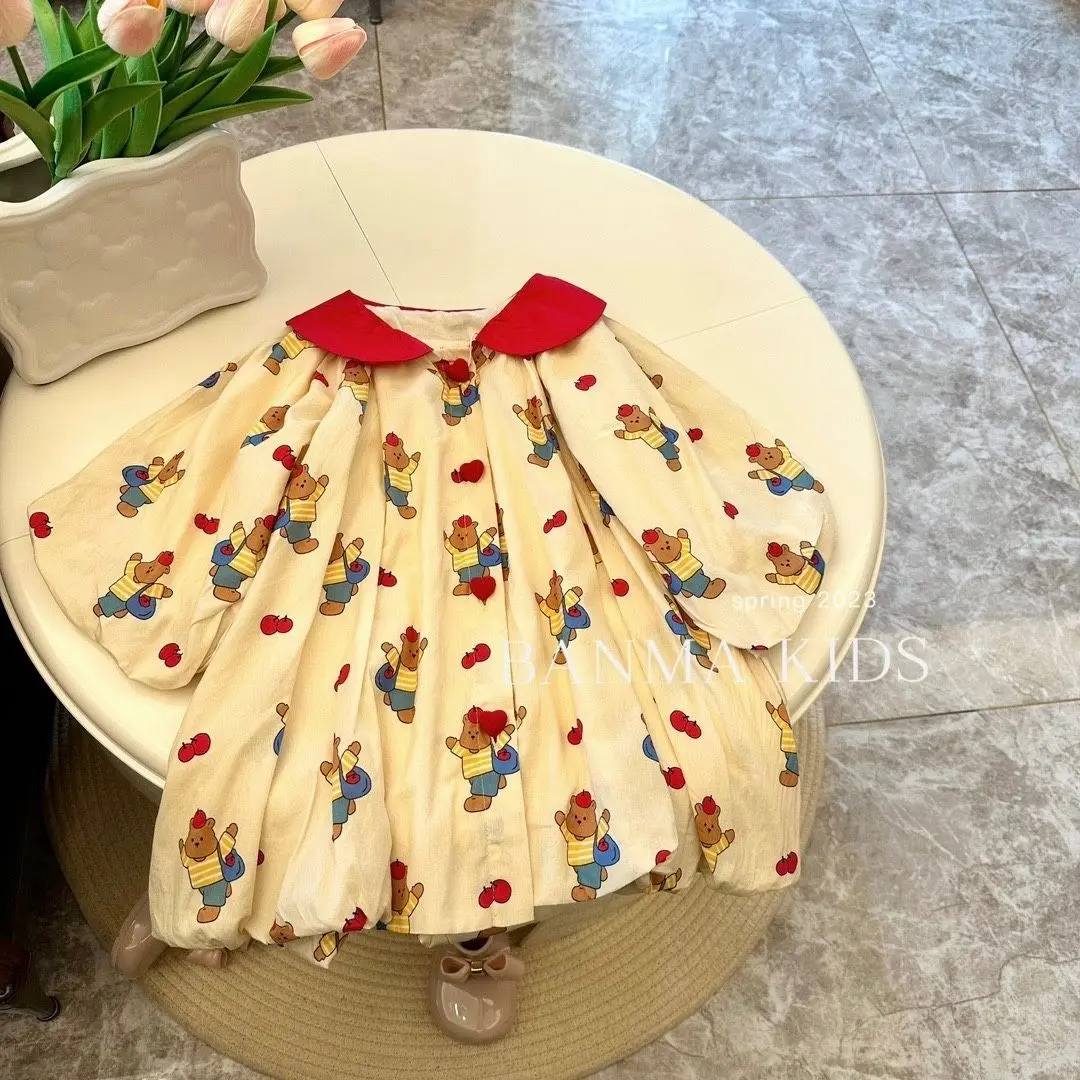 Dress Knee Length O-neck Collar lapel Fashion Casual Simple Long-sleeved Cute cartoon Kids Beautiful Summer Children Girls Skirt
Dress Knee Length O-neck Collar lapel Fashion Casual Simple Long-sleeved Cute cartoon Kids Beautiful Summer Children Girls Skirt