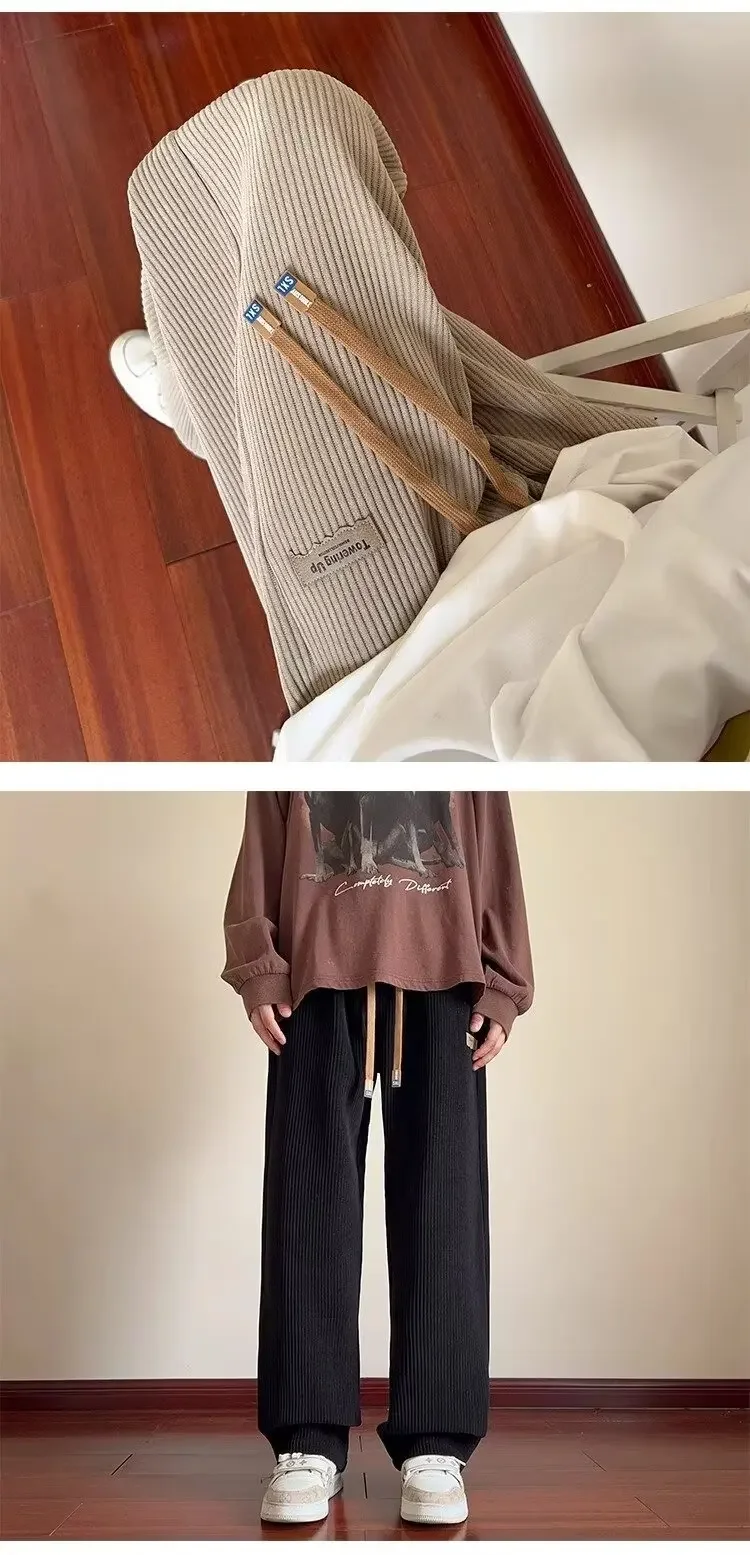 النمط الأمريكي الرجال سروال قصير الخريف/الشتاء الصوف مبطن فضفاض مستقيم الساق بناطيل كاجوال العصرية واسعة الساق الرجال السراويل النمط الأمريكي الرجال سروال قصير الخريف/الشتاء الصوف مبطن فضفاض مستقيم الساق بناطيل كاجوال العصرية واسعة الساق الرجال السراويل