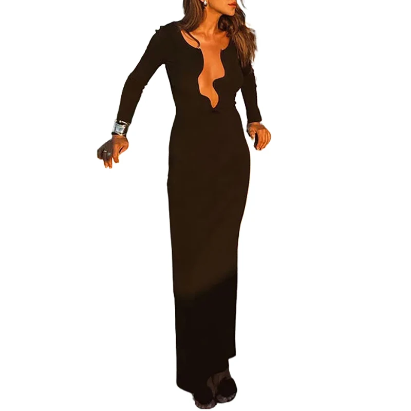Новинка 2023, женское сексуальное черное облегающее Платье макси с V-образным вырезом, элегантное женское вечернее Клубное платье с длинным рукавом на осень
Новинка 2023, женское сексуальное черное облегающее Платье макси с V-образным вырезом, элегантное женское вечернее Клубное платье с длинным рукавом на осень