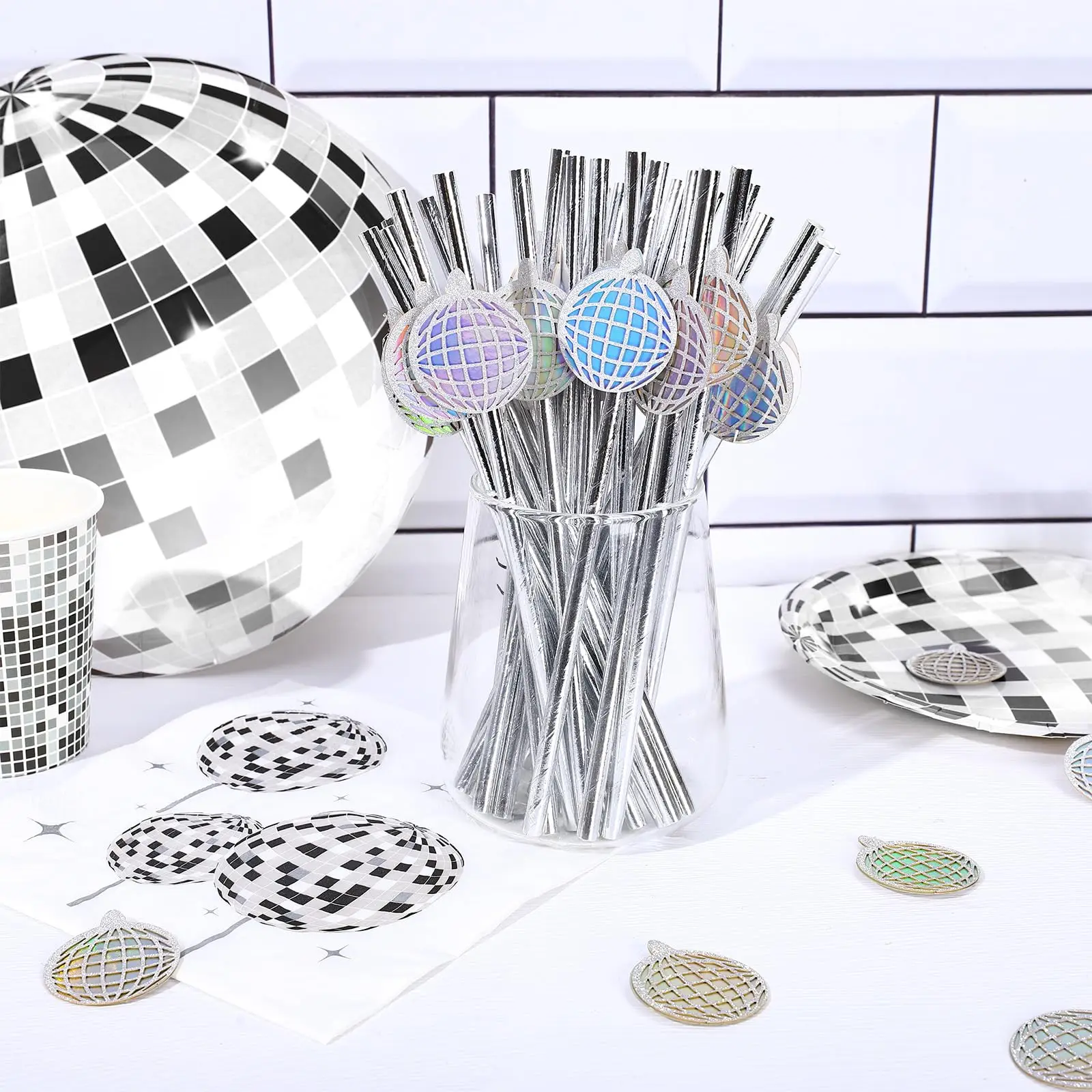Disco Straws Tableware 70s 80s Disco Ball Paper Straw Hat Glitter Mirror Straw Wedding Birthday Retro Glitter Mirror Supplies
Disco Straws Tableware 70s 80s Disco Ball Paper Straw Hat Glitter Mirror Straw Wedding Birthday Retro Glitter Mirror Supplies
