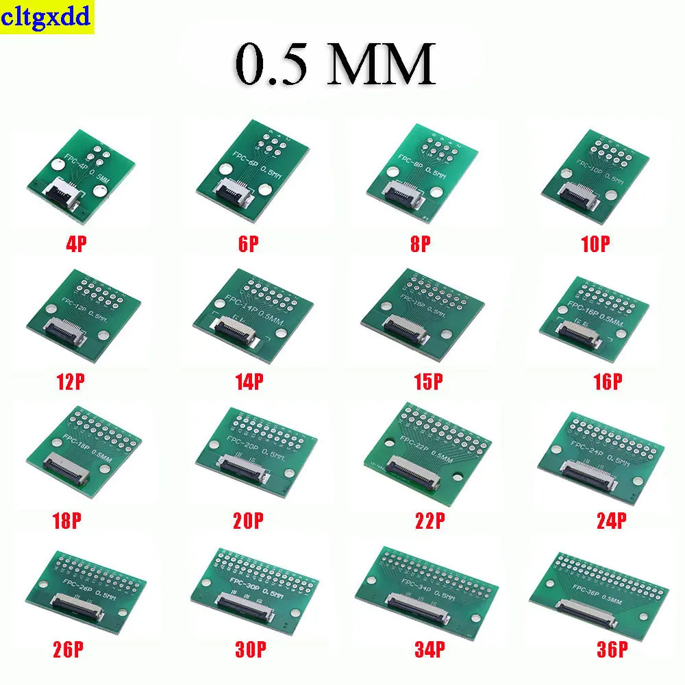 

FPC FFC Flexible Cable Adapter Board 0.5mm Pitch Connector SMT to 2.54mm 4P/6P/8P/10P/12P/14P/15P/16P/18P/20P/22P/24P/26P/30P