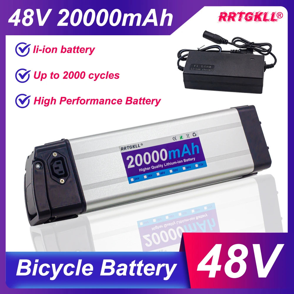 

48V 20000mAh for Silverfish Electric Bike Suitable for Motors 350W 500W 800W 1000W 1200W 1500W 2000W Bicycle Lithium Battery