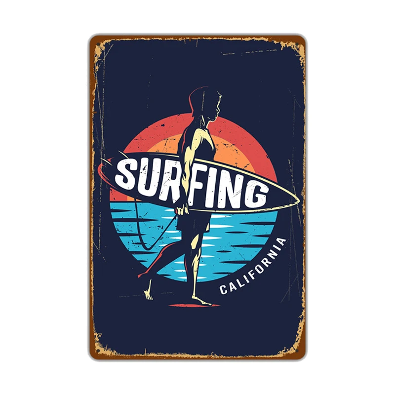Vintage Hawaii Surf Time Metal Tin Signs Wall Art Painting Plate Seaside Beach Poster Plaque for Bar Pub Club Surf Shop Decor
Vintage Hawaii Surf Time Metal Tin Signs Wall Art Painting Plate Seaside Beach Poster Plaque for Bar Pub Club Surf Shop Decor