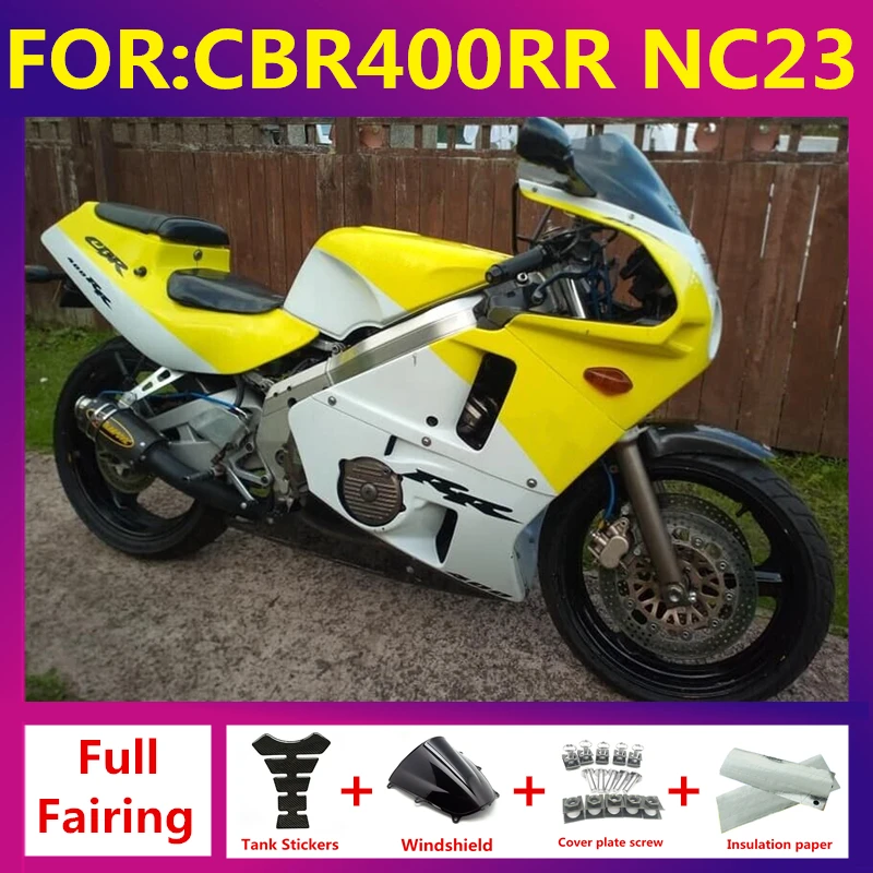 

Motorcycle full fairings Bodywork kit Fit For CBR400RR NC23 1988 - 1989 Fairing Kits CBR400 NC 23 CBR 400 RR Set yellow white