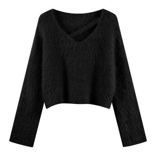 Black Korean Faux Fur Winter Fall Women Sweaters Furry Plush High Waist Short Loose Korean Pullover Jacket Sweater Tops Overcoat
Black Korean Faux Fur Winter Fall Women Sweaters Furry Plush High Waist Short Loose Korean Pullover Jacket Sweater Tops Overcoat