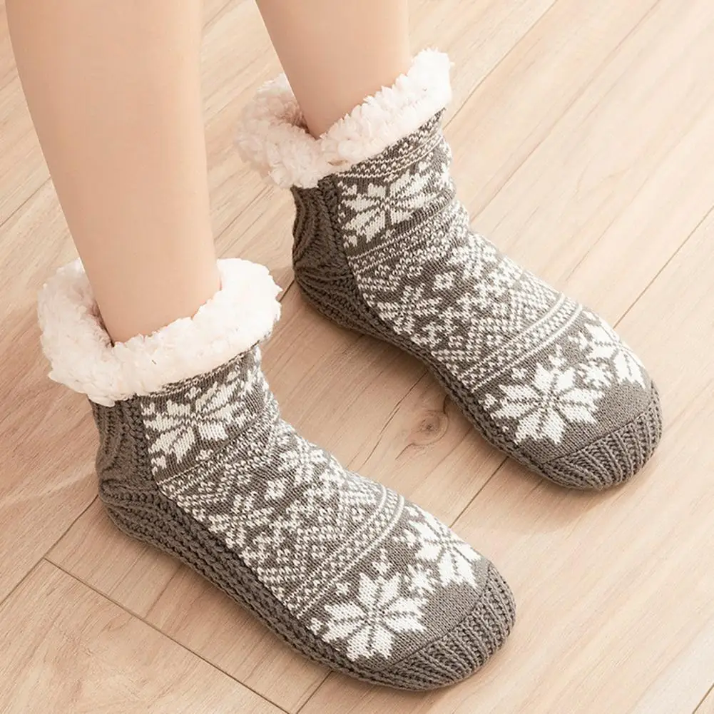 Sleep Socks Winter Floor Socks Thick Plush Lining Snowflake Print Knitted Elastic Warmth Resistant Mid-tube Anti-skid Lady Home
Sleep Socks Winter Floor Socks Thick Plush Lining Snowflake Print Knitted Elastic Warmth Resistant Mid-tube Anti-skid Lady Home