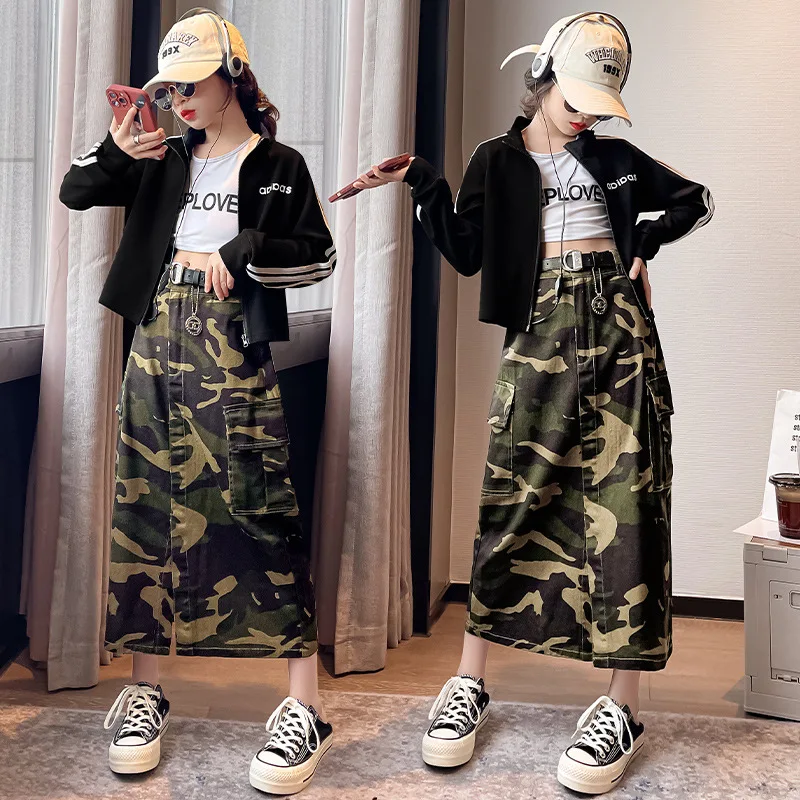 Teenage Kids Skirts for Girls Casual Slit Vintage Camo Cargo Skirt Cotton Fashion Streetwear A-Line Skirt Child Clothes 13 14 Y
Teenage Kids Skirts for Girls Casual Slit Vintage Camo Cargo Skirt Cotton Fashion Streetwear A-Line Skirt Child Clothes 13 14 Y