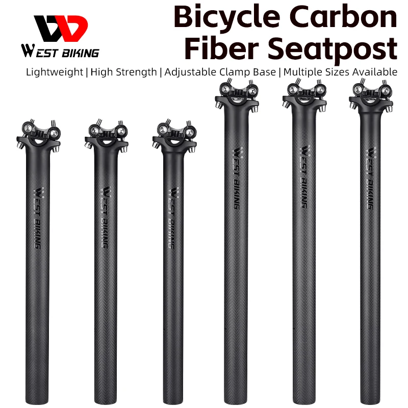 

WEST BIKING Carbon Fiber Bicycle Seat Post T700 Carbon Tube 27.2mm/30.8mm/31.6mm Ultralight MTB Road Bike Seat Tube Bike Parts