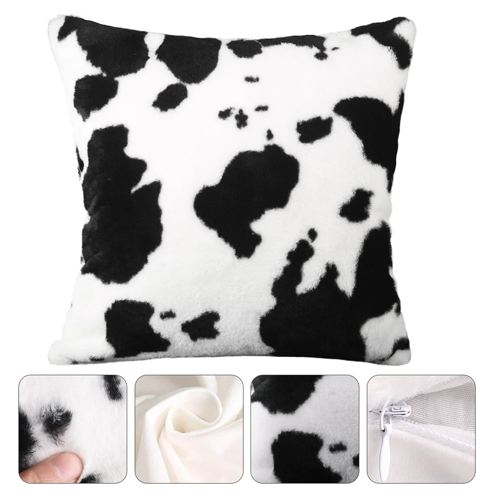 

Cow Plush Pillowcase Bed Pillows Square Spots Covers Car Home for Sofa Anti-super Soft Material Printed Cushion Protector