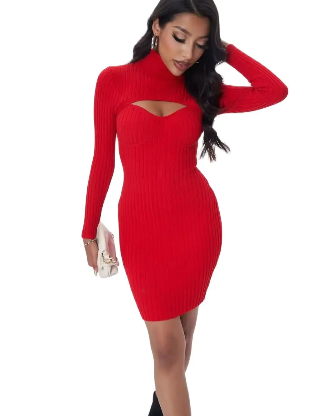 Women Knitted Long Sleeve Dress Spring Autumn Stretchable Slim Turtleneck Hollow Out Bust Dresses
Women Knitted Long Sleeve Dress Spring Autumn Stretchable Slim Turtleneck Hollow Out Bust Dresses