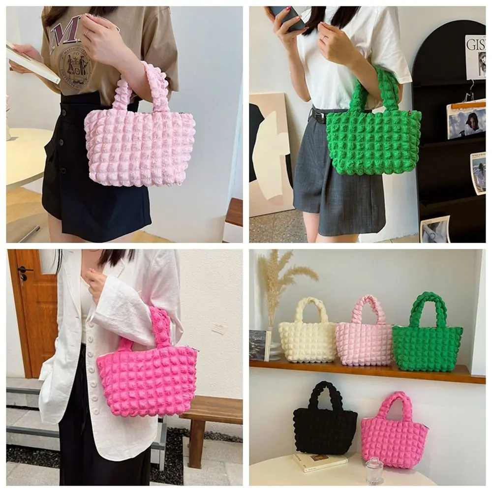 Pleated Puff Bubble Handbag Portable Fold Cloud Large Capacity Plaid Korean Style Ladies 
Pleated Puff Bubble Handbag Portable Fold Cloud Large Capacity Plaid Korean Style Ladies