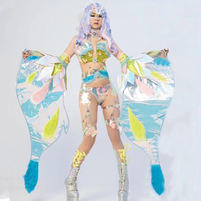 Colorful Laser Butterfly Sleeves Sequins Bikini Festival Outfit Women Pole Dance Clothes Nightclub Bar Ds Gogo Costumes XS4129
Colorful Laser Butterfly Sleeves Sequins Bikini Festival Outfit Women Pole Dance Clothes Nightclub Bar Ds Gogo Costumes XS4129