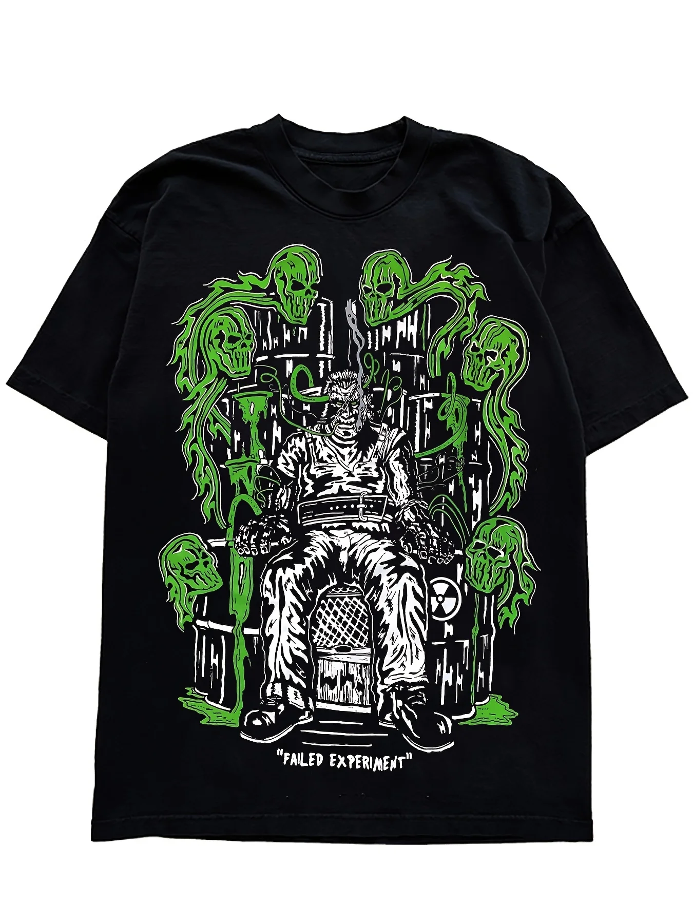 

Horror Retro Faith Green Skull T-Shirt for Men Women Teens Halloween Y2K Men Clothing Cotton Casual Four Seasons Daily Soft