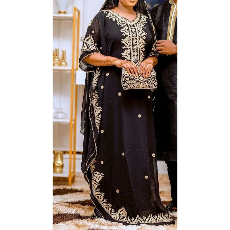 

Черное марокканское модное платье Дубай Кафтан фараша абайя очень элегантное и длинное