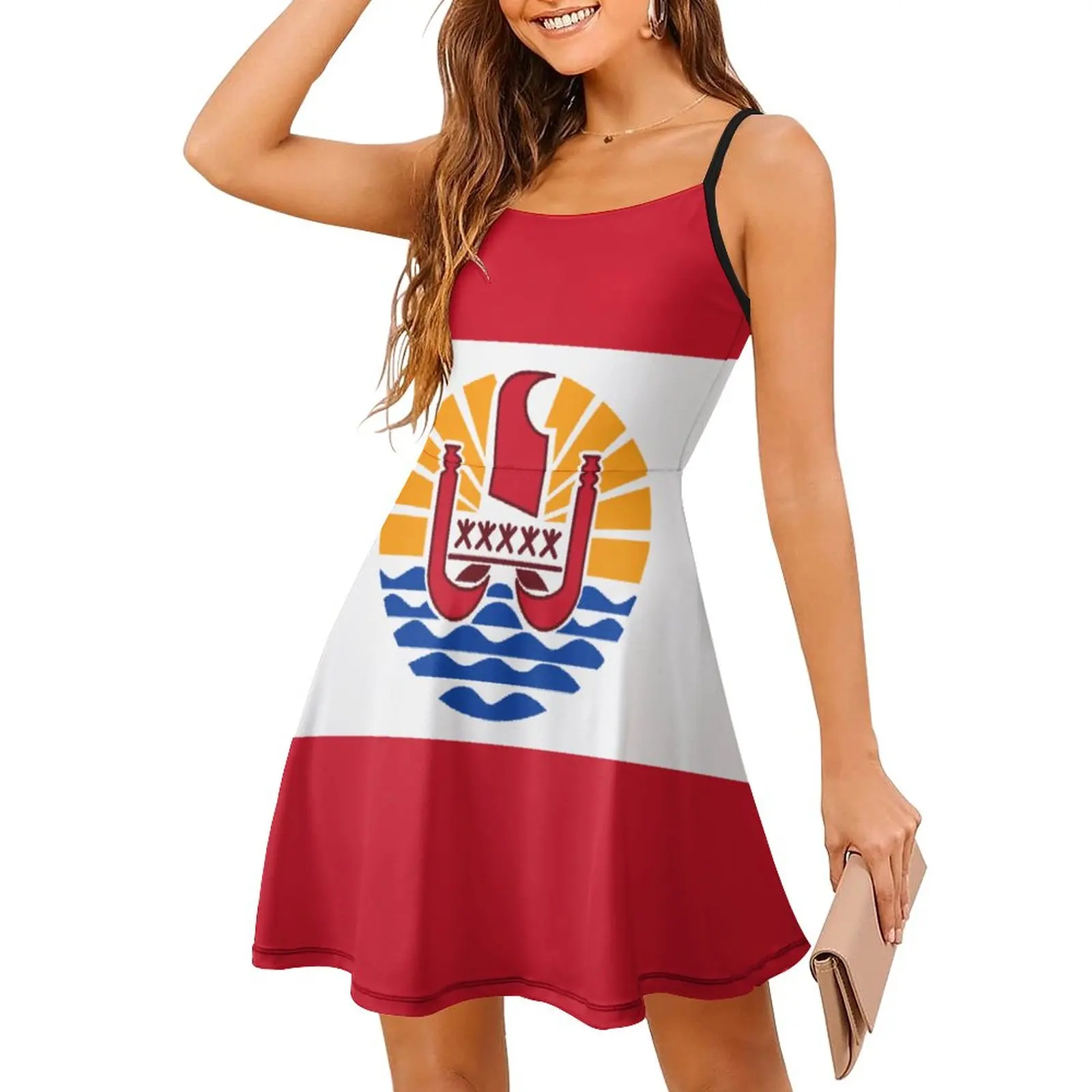 Flag of French Polynesia Graphic Sexy Woman's Dress Women's Sling Dress Humor Graphic Vacations Suspender Dress
Flag of French Polynesia Graphic Sexy Woman's Dress Women's Sling Dress Humor Graphic Vacations Suspender Dress