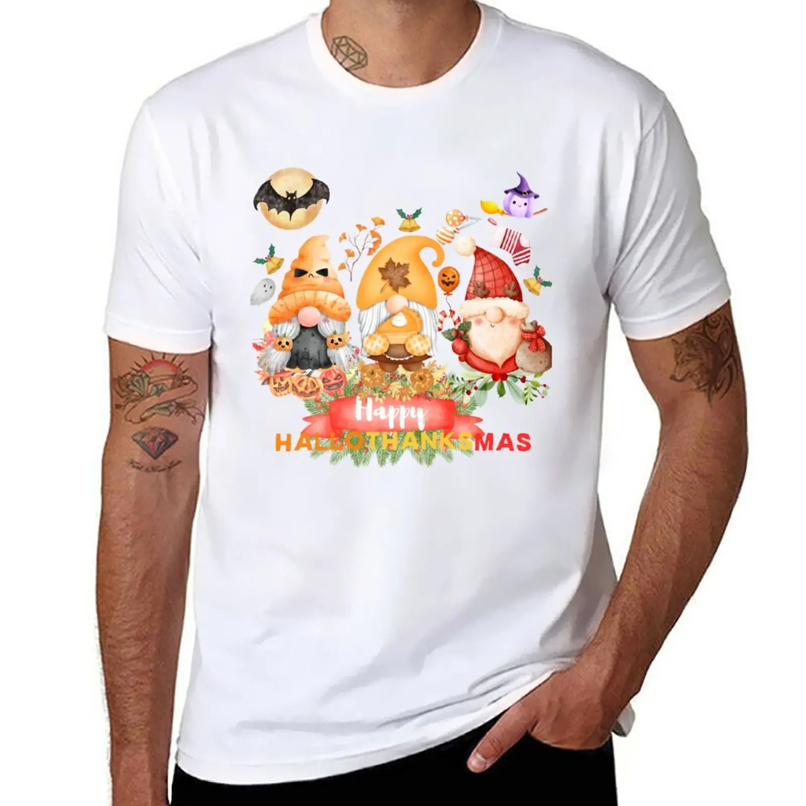 Happy Hallothanksmas Gnomes Halloween Thanksgiving Christmas T-Shirt plain t-shirt plus size tops T-shirt short men clothes
Happy Hallothanksmas Gnomes Halloween Thanksgiving Christmas T-Shirt plain t-shirt plus size tops T-shirt short men clothes