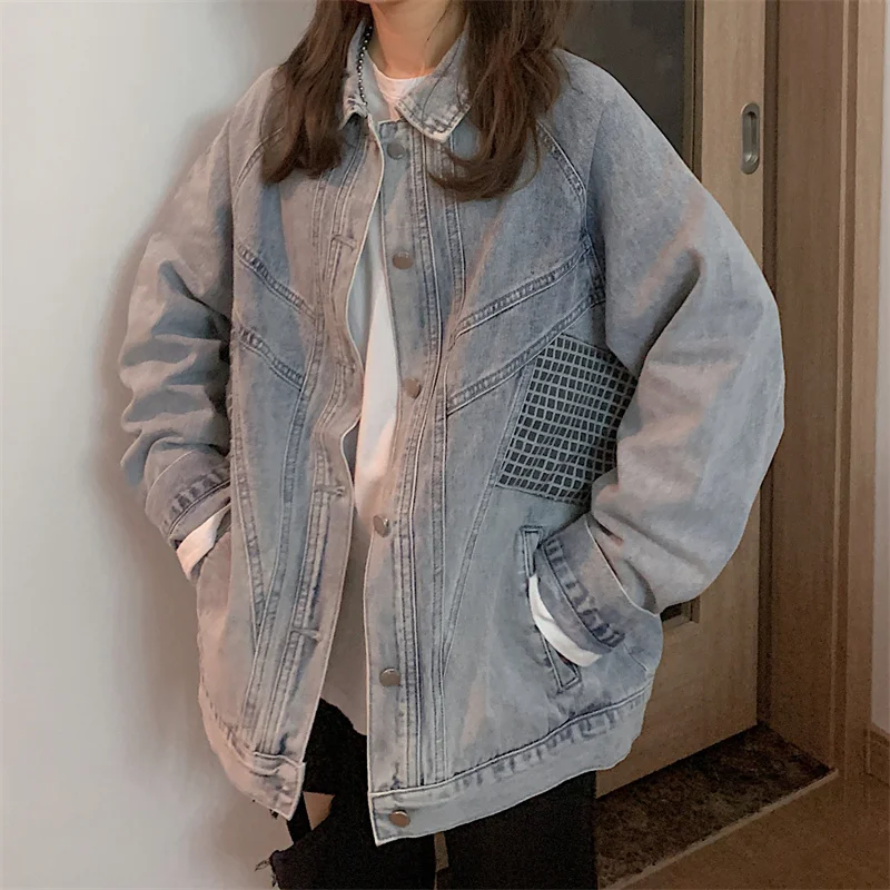 Women's Spring Denim Jacket New Retro Design Plaid Color Matching BF Style Loose Long-Sleeved Jacket Ins Style
Women's Spring Denim Jacket New Retro Design Plaid Color Matching BF Style Loose Long-Sleeved Jacket Ins Style